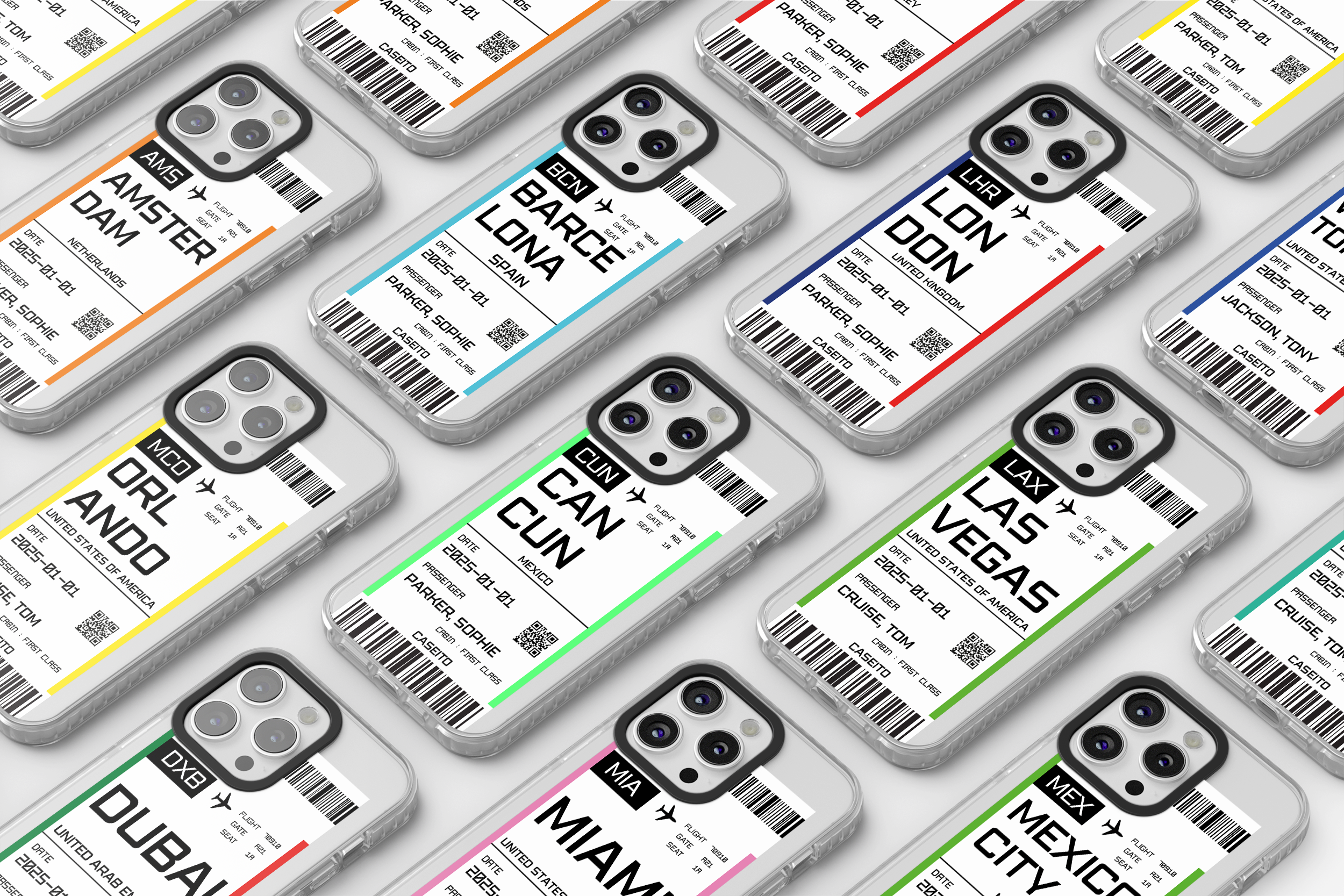 Travel Boarding Pass Themed Cases