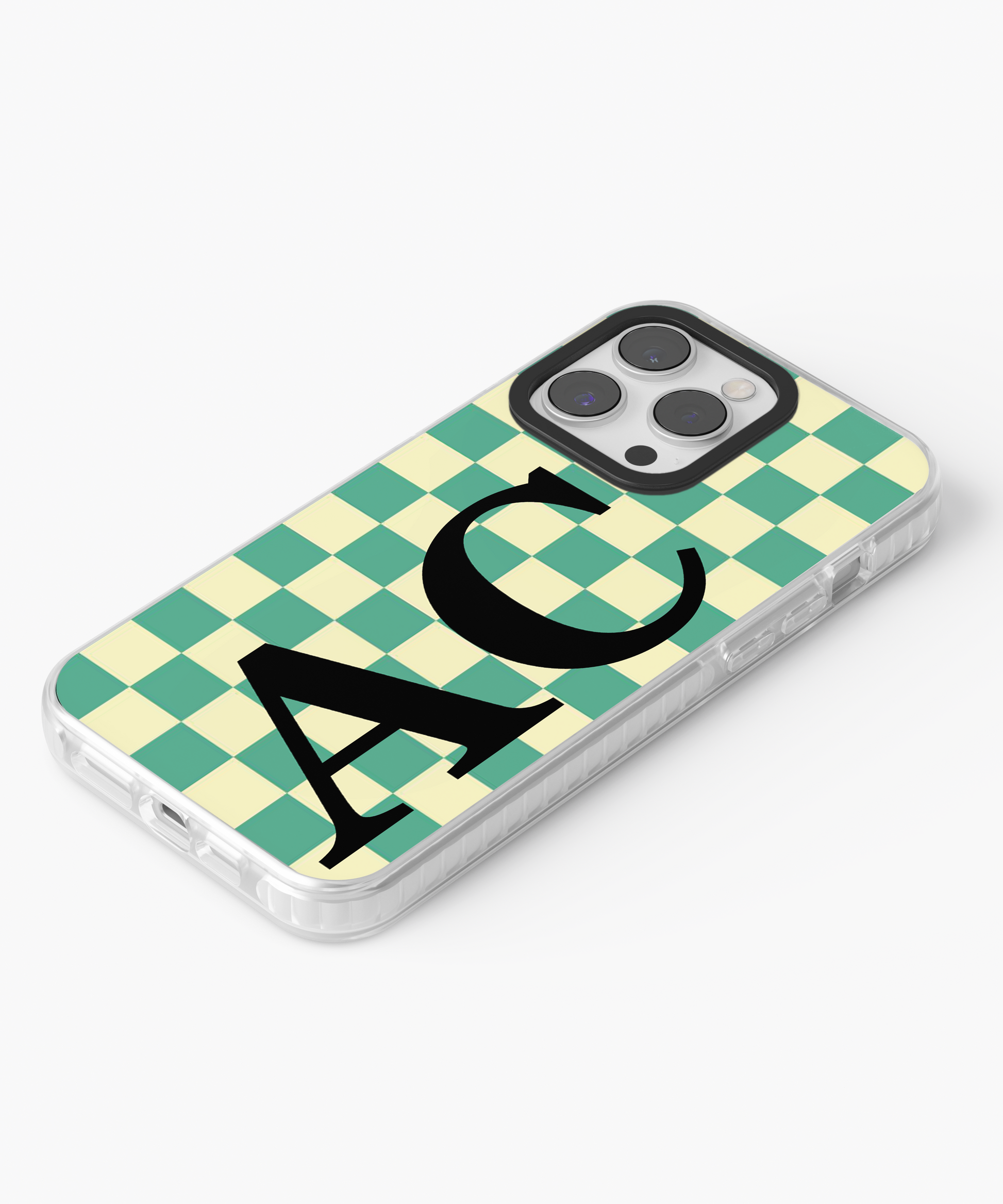 Green Checkered Personalised iPhone Case